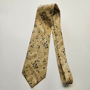 Cellini Linea Uomo Mens Silk Tie Tan Basketweave Paisley Print Made in USA